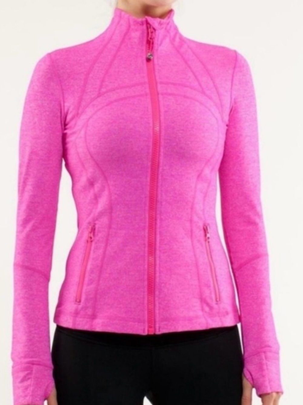 lululemon athletica Women Heathered Hot Pink Full-Zip Bomber Jacket Size 8